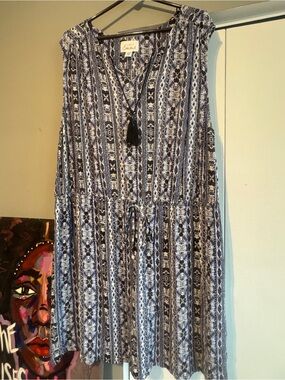 Simply Emma Boho Tribal Print Sleeveless Midi Dress 3X